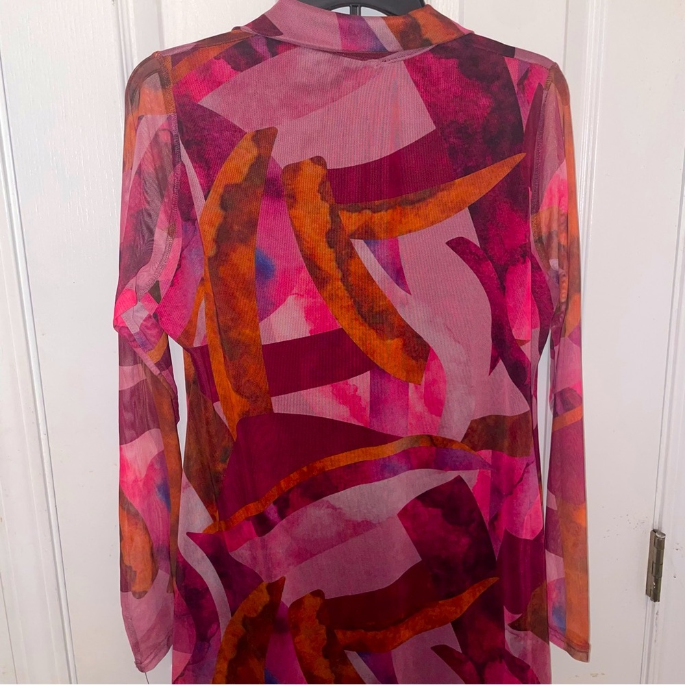 Plt Plus Pink Abstract Mesh Button Down Shirt Dre… - image 8